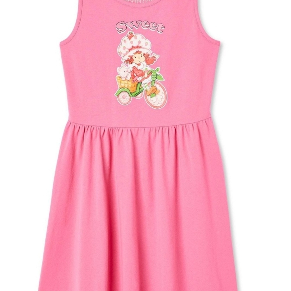 Charming Pink Kids Dress with Sweet Graphic